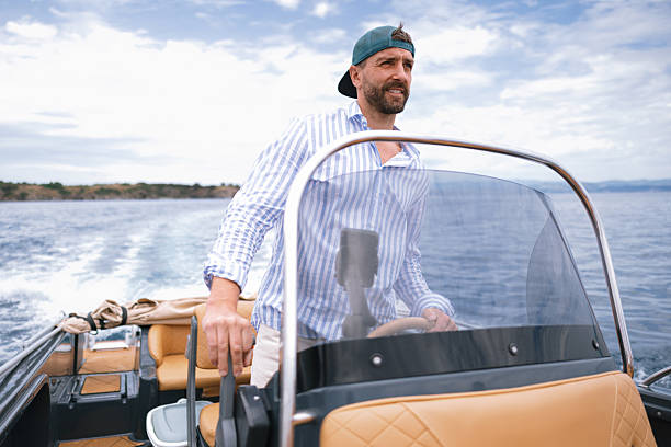 Man enjoying speedboat ride