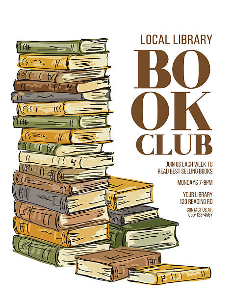 Book club or reading club poster template. Expanded text is isolated on its own layer.textcopy space