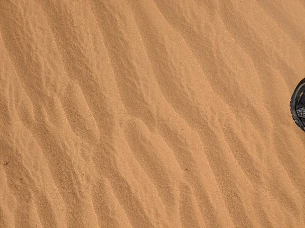 Orange color sand texture pattern background. Wadi Rum desert, Jordan,Arabia scenic beautiful panorama,Close-up of redorange sand on desert