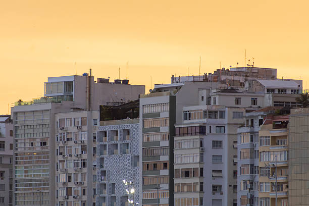 Sunset seen from Copacabana in Rio de Janeiro, Brazil.