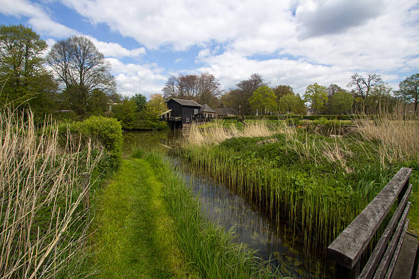 Laag-Keppel, Netherlands, 29 April 2017. Watermill in the polder landscape by the IJssel in the Achterhoek. Photo is for editorial use only.