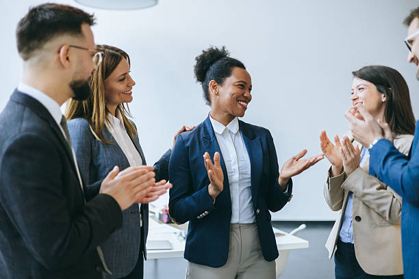 istock Celebrating a team member's achievement 2257138393