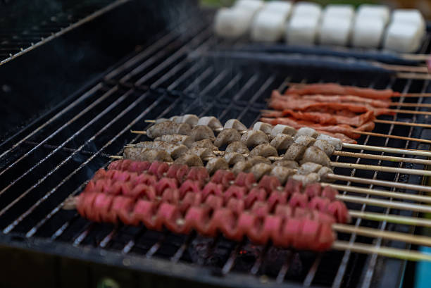 Barbecue,Grilled meat skewers,China,Asia.