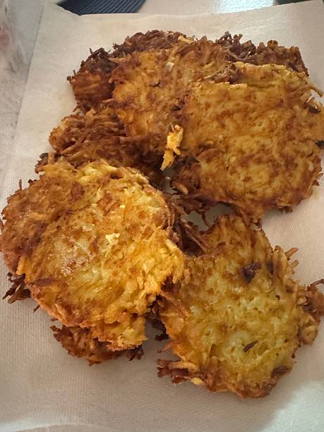 Freshly-made potato latkes