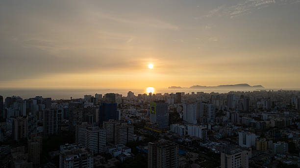 Warm sunset light over the bustling city of Lima, Peru.