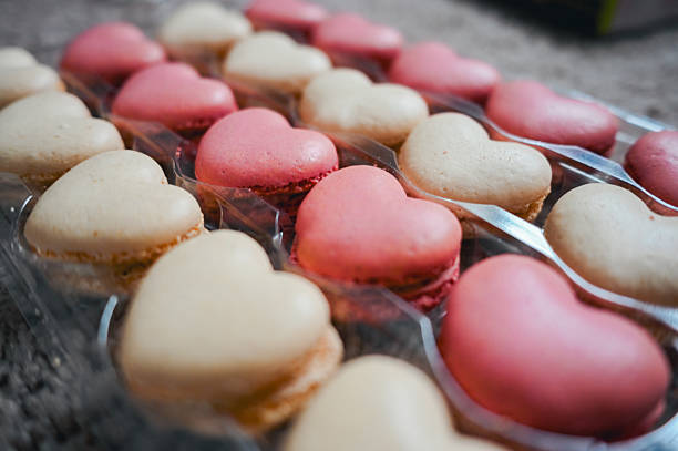 Heart-shaped macarons for Valentine's Day gift