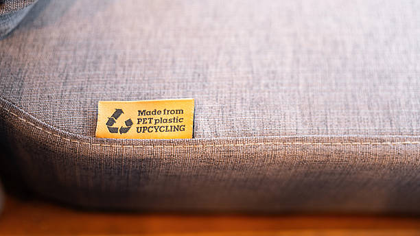 istock PET Plastic upcycling product label tag. 2257154355
