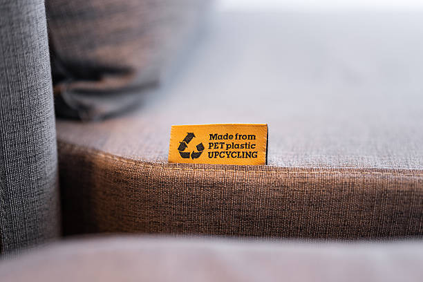 istock PET Plastic upcycling product label tag. 2257154358