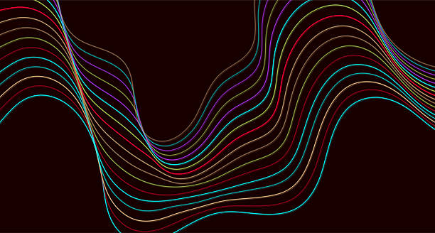 Colorful curved wavy lines abstract minimal background. Vector design