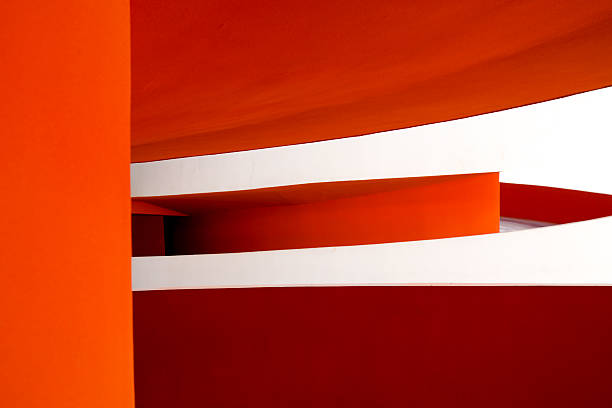 Abstract Orange and White Architectural Forms - Modern Design