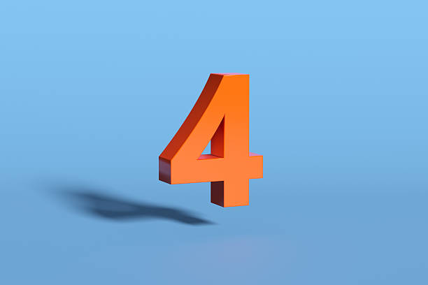 Number four floating on a minimal light blue background, creating a strong shadow