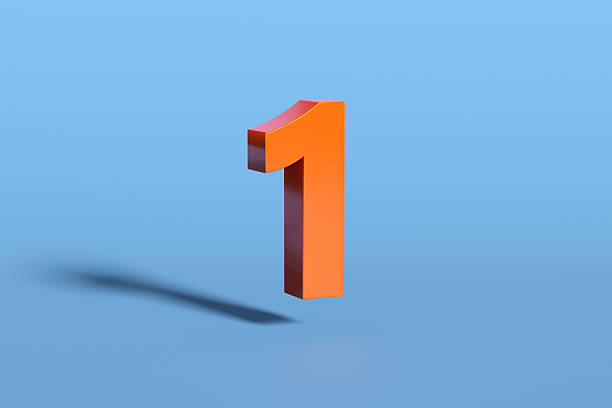 istock Orange Number One Floating on Blue Background with Shadow 2257170719