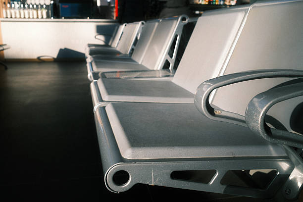 Interior of terminal with no people. Modern transportation waiting space.