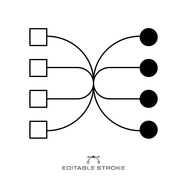 Data Processing Icon for Sorting, Filtering, and Reasoning with Editable Stroke vector art illustration