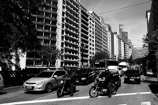 People drive in Sao Paulo. With 21.2 million people Sao Paulo metropolitan area is the 8th most populous in the world.