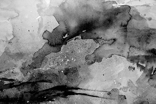 istock Black watercolor abstract with white splashes background 2257235470