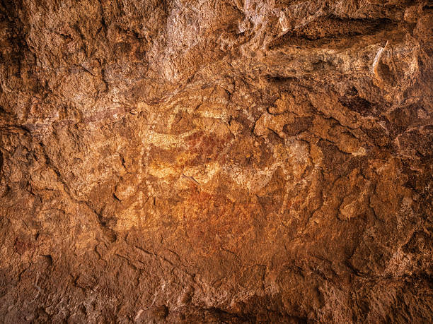 Bushmen (san) rock painting of humans and antelopes, Drakensberg mountains, South Africa