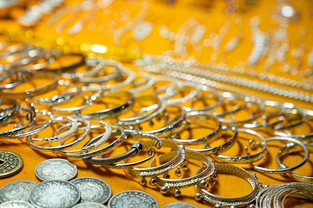 High angle view of many Jewelry Abstract background.