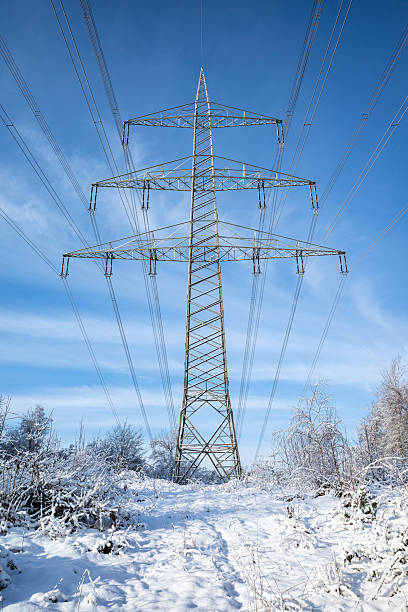 power pole in winter landscape