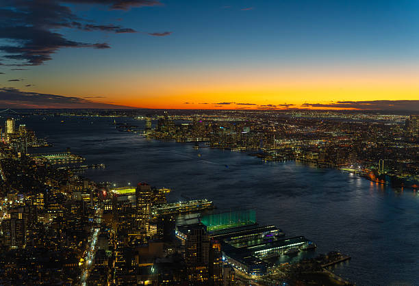Downtown Skyline with River and Sunse