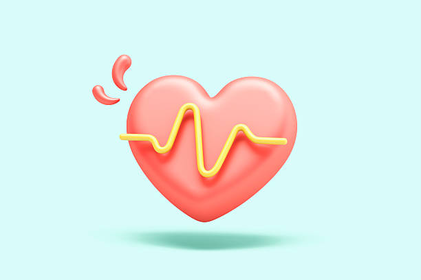 Heart with pulse line symbolizing heart health, life, vitality, wellbeing, emotional state, love, care, and general health-related concepts. 3D illustration.