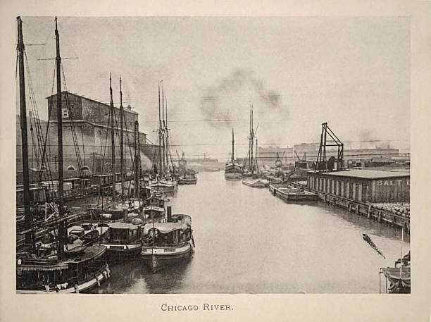 Historical Photograph of Chicago, Illinois Published in 1892. Source: Original edition from my own archives. Copyright has expired on this artwork. Digitally restored.