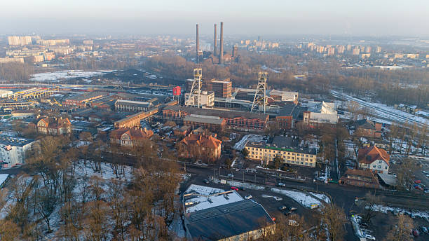 Bytom, Poland - January 17, 2026: Aerial view of coal mining Bobrek.