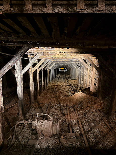Grass Valley, CA - May 20, 2025: Historic abandoned mine shaft at Empire Mine Historic State Park. Empire Mine is one of the oldest gold mines in California.
