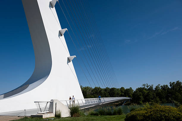 Redding, CA - May 20, 2025: A portion of Sundial Bridge. The Sundial Bridge is a pedestrian bridge over the Sacramento River and is the gateway to Sacramento River Trail.