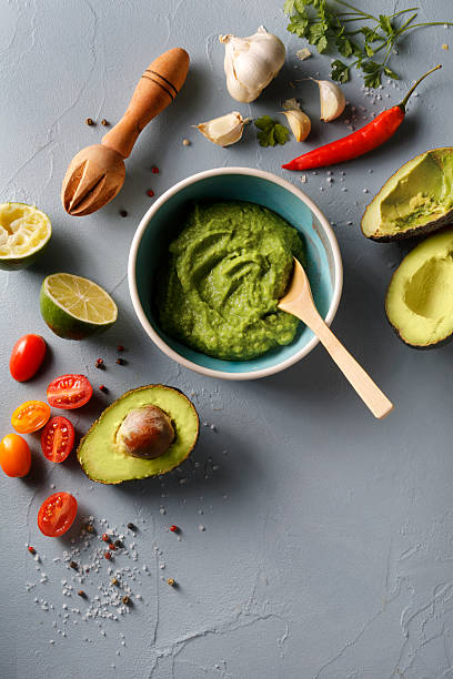 Homemade fresh guacamole preparation