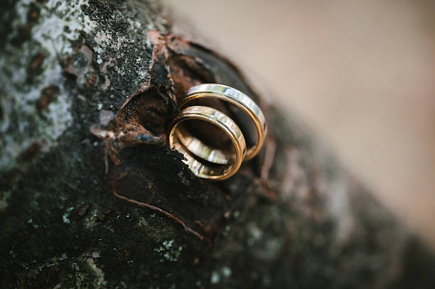 Two wedding rings on a natural background