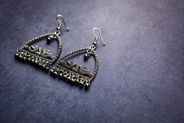 Traditional indian earrings with peacock design