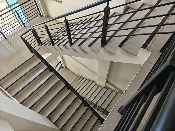 istock Geometric Staircase with Strong Leading Lines in Modern Building Interior 2257312676