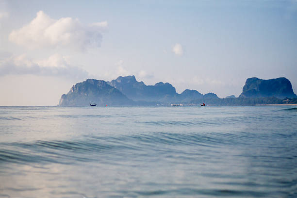 Beach and mountain on sea at beach Bang Boet, Prachuap Khiri Khan Province in Thailand is famous for travel and relax.