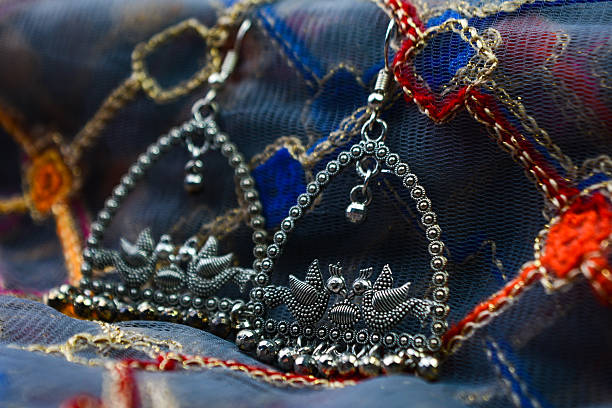 Traditional indian earrings with peacock design