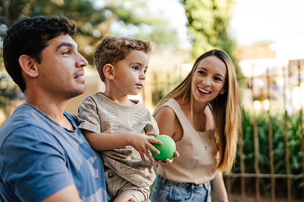 Family together outside home