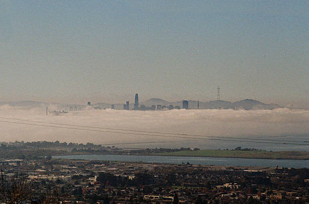 San Francisco City skyline in morning fog.