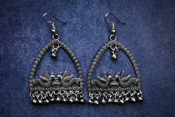 Traditional indian earrings with peacock design