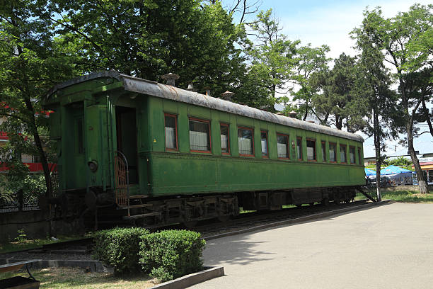 Abandoned old train carriage with writings on it, Chiatura in Georgia, 01/06/2024