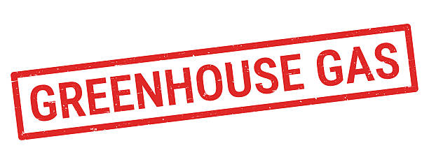 Greenhouse Gas. Grunge rubber stamp for your own design, isolated on a blank background. The stamp consists of text and a frame in red ink. Vector Illustration (EPS file, well layered and grouped). Easy to edit, manipulate, resize or colorize. Vector and Jpeg file of different sizes.