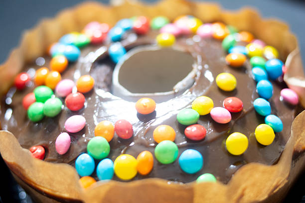 photograph of chocolate cake with sprinkles