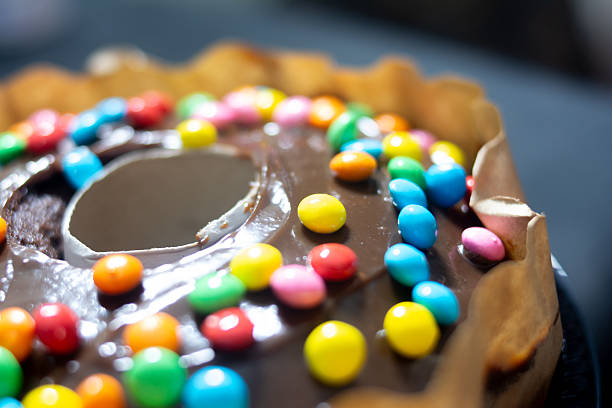 photograph of chocolate cake with sprinkles