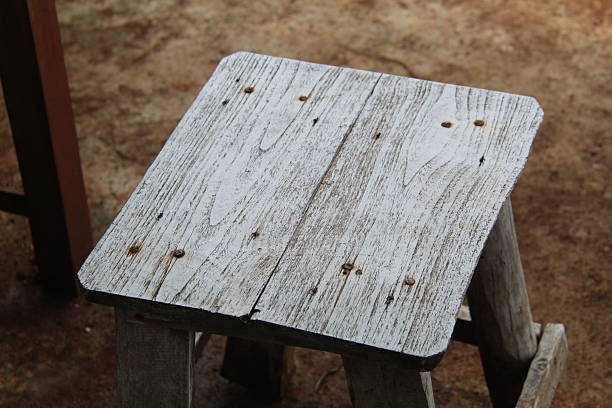 wood square stool isolated on white background