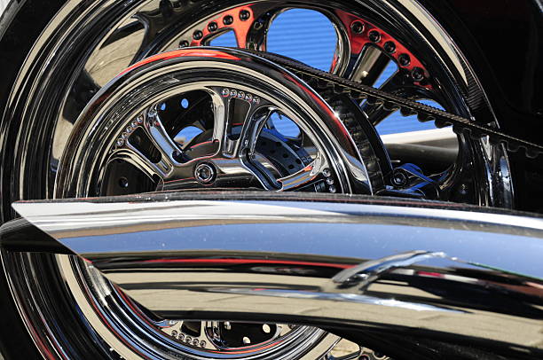 Rear wheel of motorcycle with exhaust