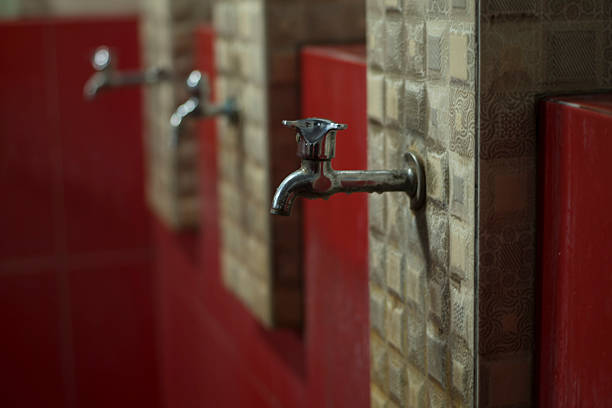 Public Washroom Infrastructure with Geometric Tile Design