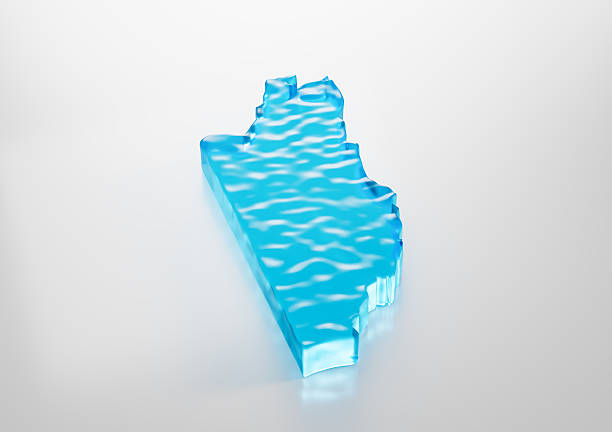 Water Ice Map of Belize global warming melting glacier in deep blue water 3d illustration