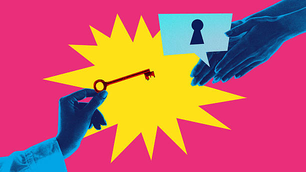 Isolated Cartoon Key with Blue and Yellow Design