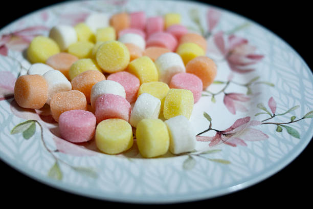 Close-up photograph of a sugary candy.