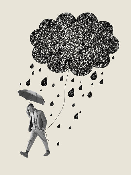 istock Moody artwork of man walking under chaotic dark scribble cloud with emotional weight 2257407170