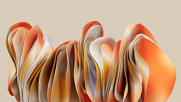 D render of warm layered abstract shapes in orange and neutral tones with smooth folds and depth, representing energy, confidence and business growth for modern corporate and financial concepts.